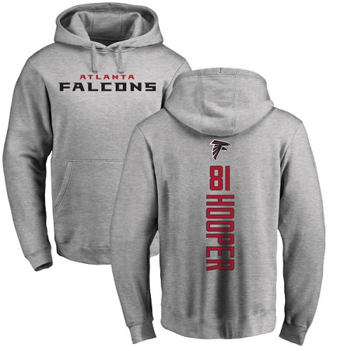 Atlanta Falcons Men Ash Austin Hooper Backer NFL Football #81 Pullover Hoodie Sweatshirts